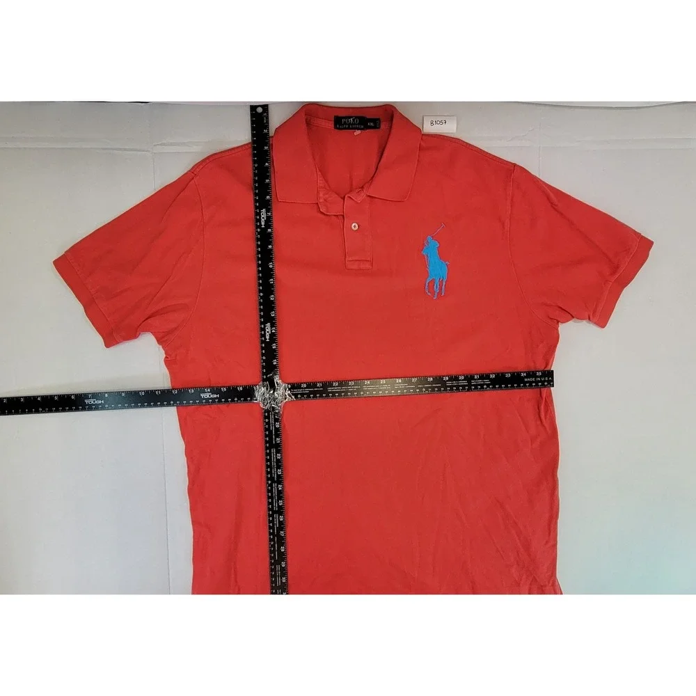 Ralph Lauren Polo Shirt Mens XXL Red Blue Pony Logo‎ Short Sleeve Cotton